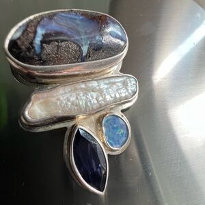 Starborn Creations Large Sterling Silver and Gemstones Pendant